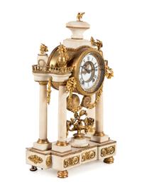 An Ansonia Gilt Bronze Mounted Marble Mantel Clock