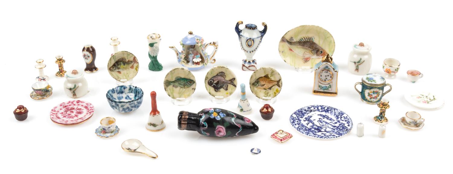 A Collection of Porcelain Table Articles Height of tallest 1 1/4 inches. — Various Makers