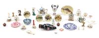 A Collection of Porcelain Table Articles Height of tallest 1 1/4 inches. — Various Makers