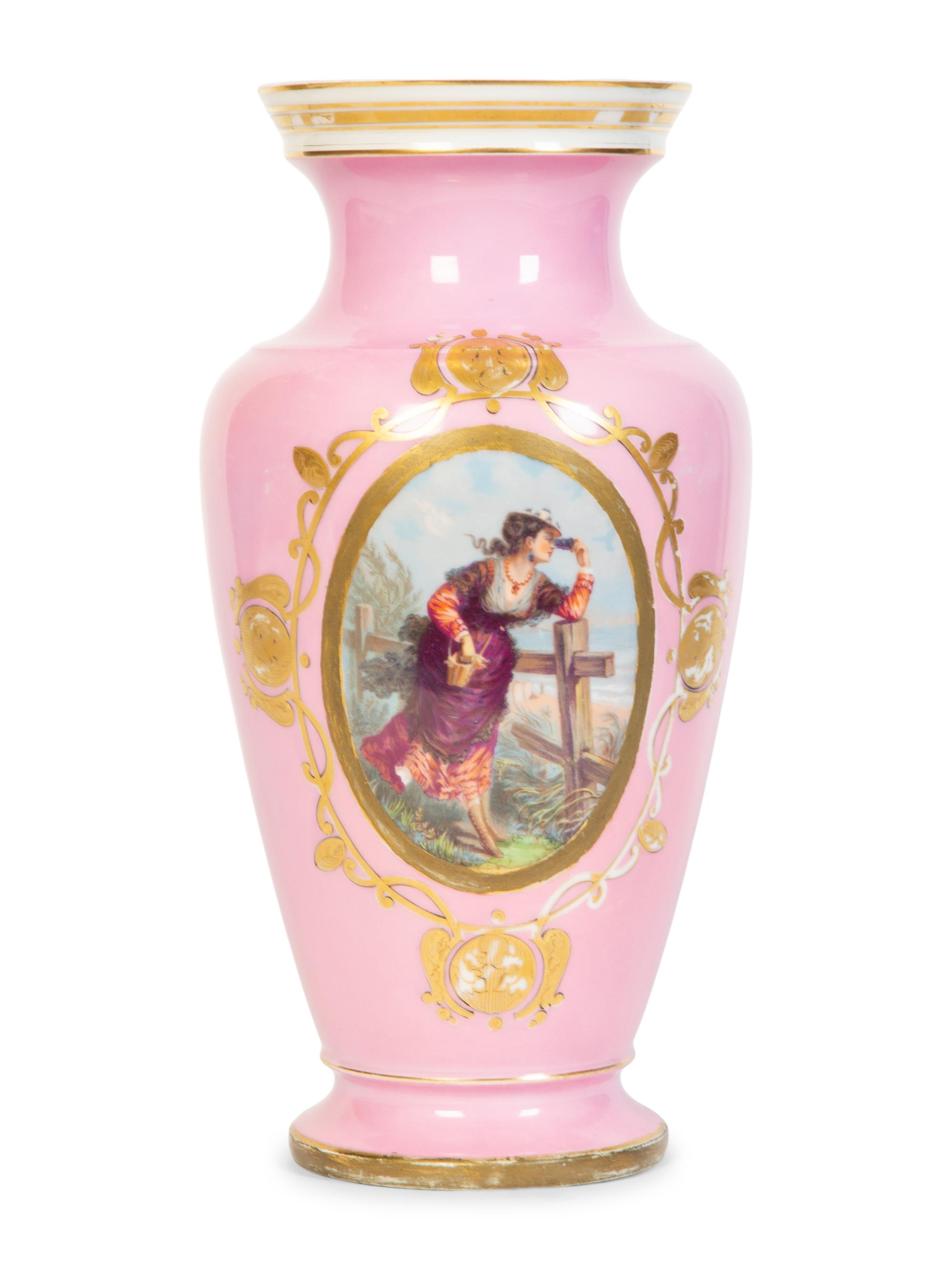 Two Continental Painted and Gilded Porcelain Vases