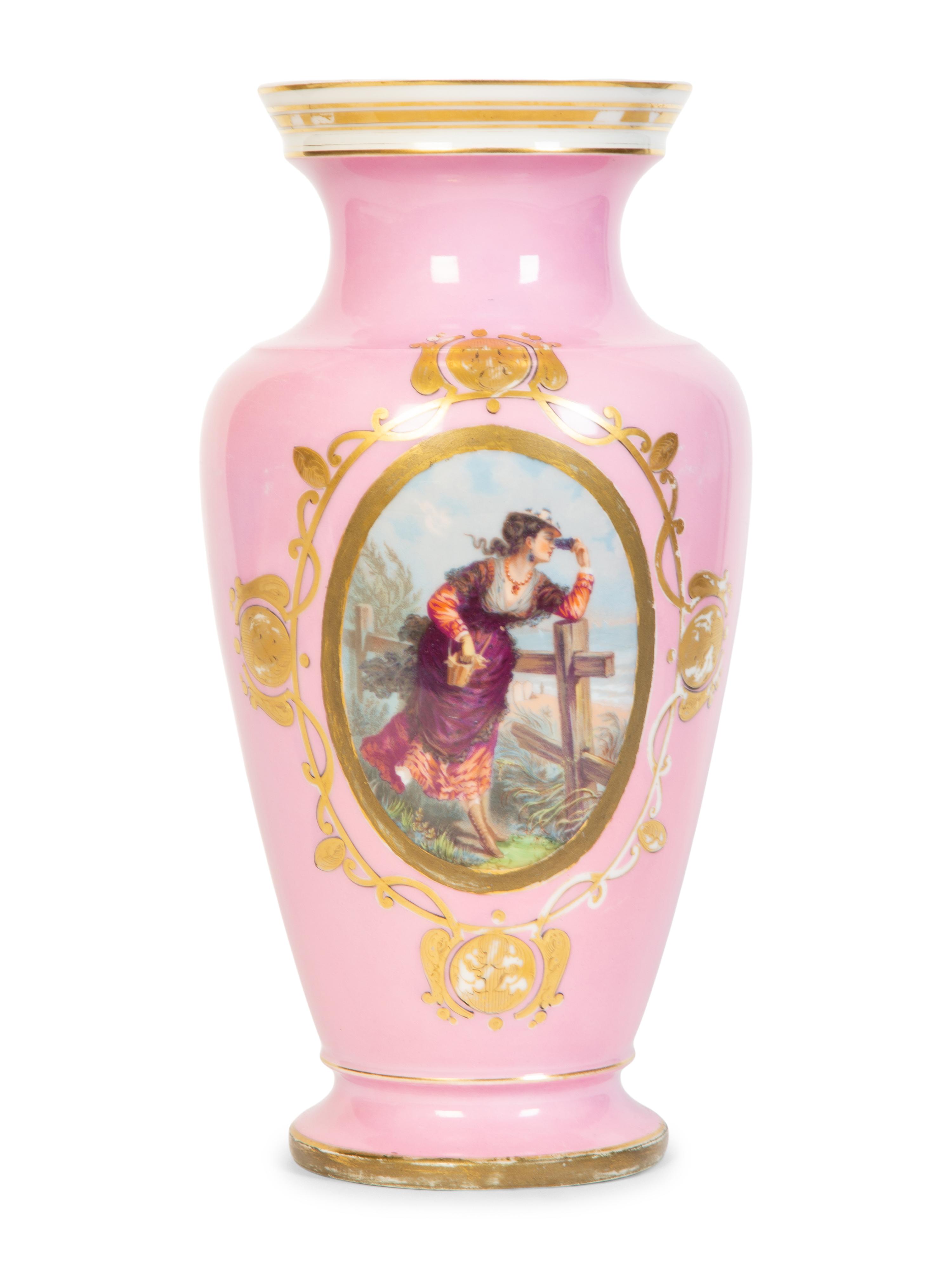 Two Continental Painted and Gilded Porcelain Vases