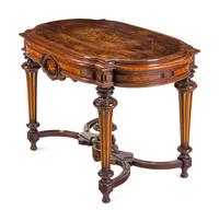A Napoleon III Style Indian Rosewood and Marquetry Center Table