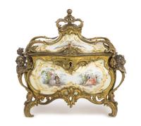 A Berlin (K.P.M.) Gilt Bronze Mounted Porcelain Table Casket Width 11 inches. — 19TH CENTURY
