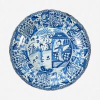 A large Chinese blue and white porcelain "Meiren" charger 18th century