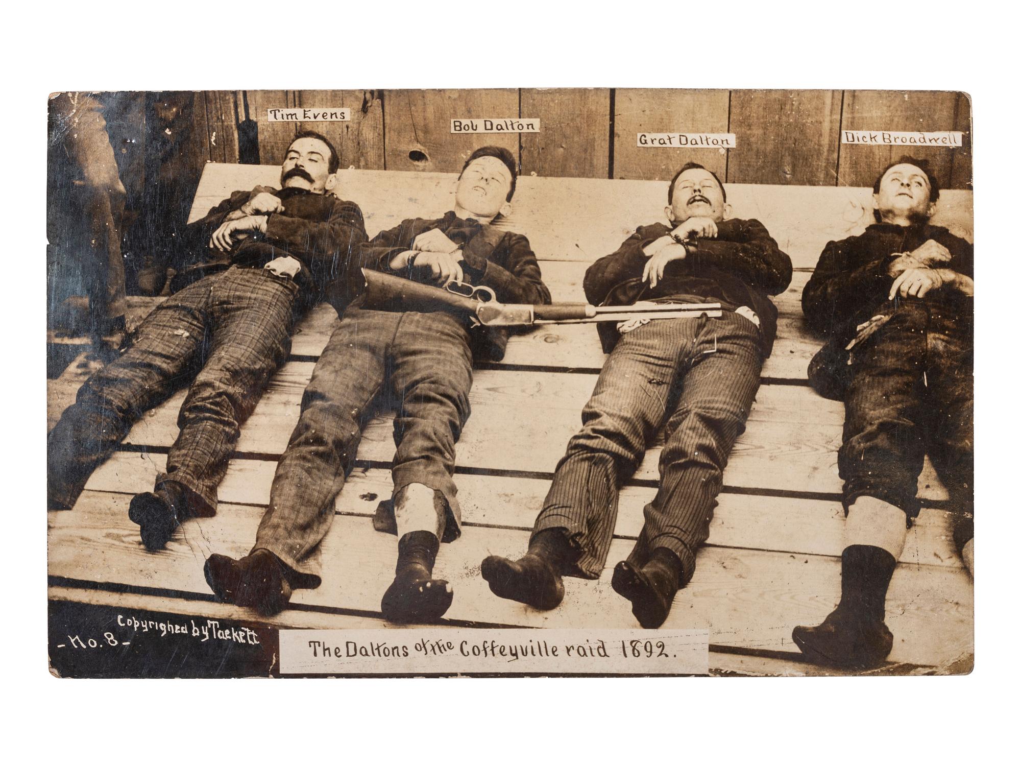 [OUTLAWS]. TACKETT, John, photographer. The Daltons of the Coffeyville raid, 1892 . Coffeyville, KS: ca early 20th century.
