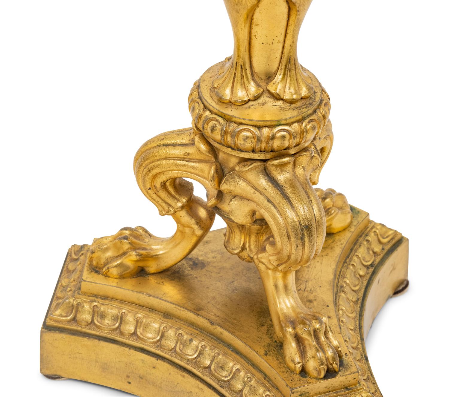 A Pair of Louis XVI Style Gilt Bronze Six-Light Candelabra