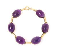 A Collection of 14 Karat Yellow Gold and Amethyst Jewelry, 24.20 dwts.