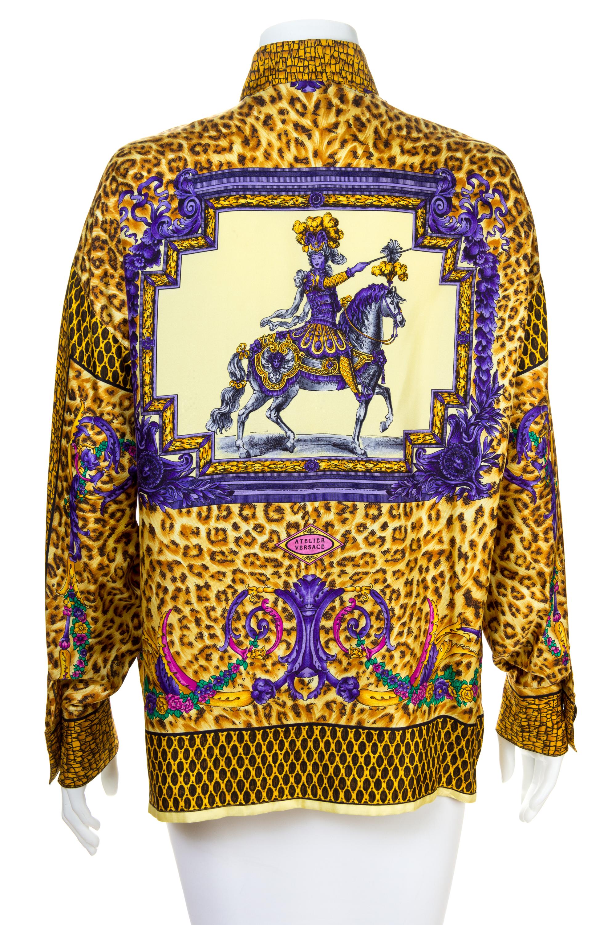 A Gianni Versace Silk Atelier Print Shirt, Size 42.