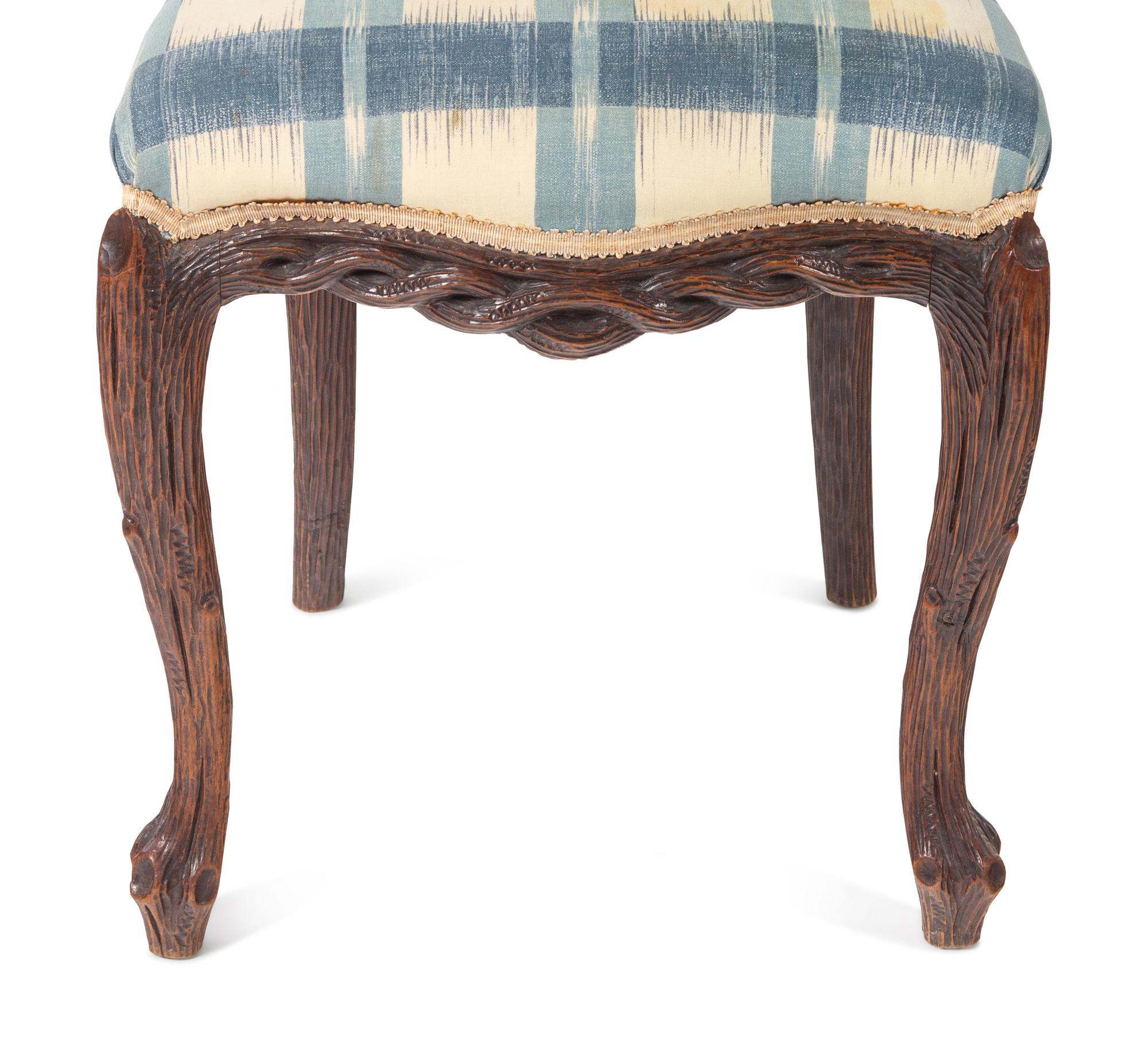 A Pair of French Faux Bois-Carved Side Chairs