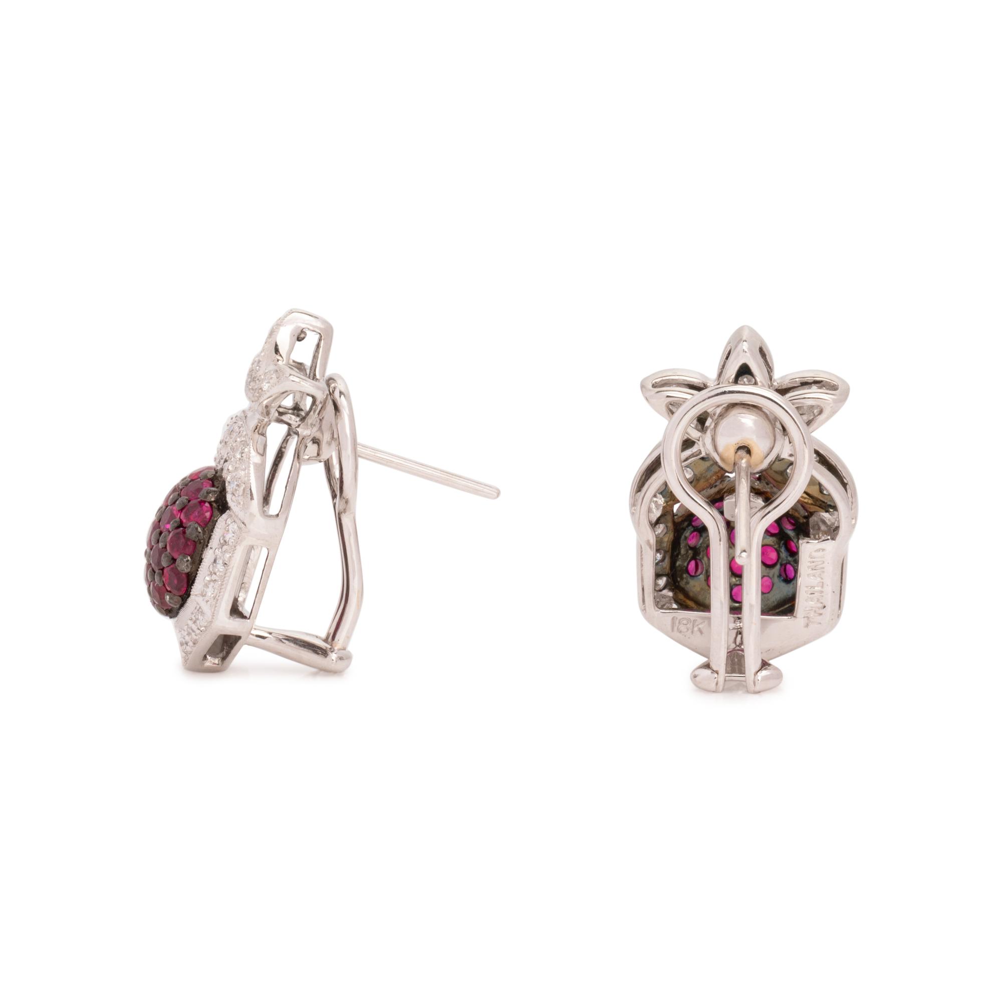 LEVIAN, DIAMOND AND RUBY EARCLIPS