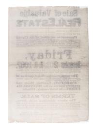 [ILLINOIS]. A group of 3 large nineteenth-century land and estate sale broadsides, comprising: