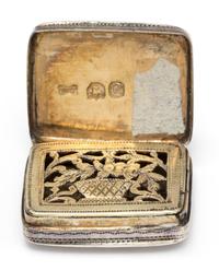 A George III Silver Vinaigrette, William Withers, London, 1778, the case worked with stippled floral and foliate decoration, the lid ce