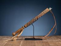 Plains Tacked Wood Quirt, with Hands and Horse Tracks