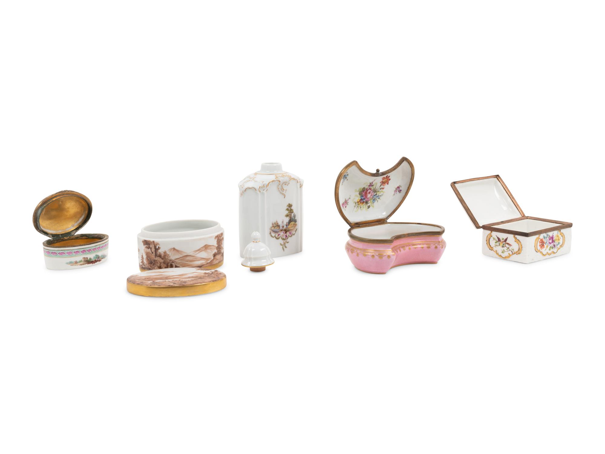 Five French and German Porcelain Boxes