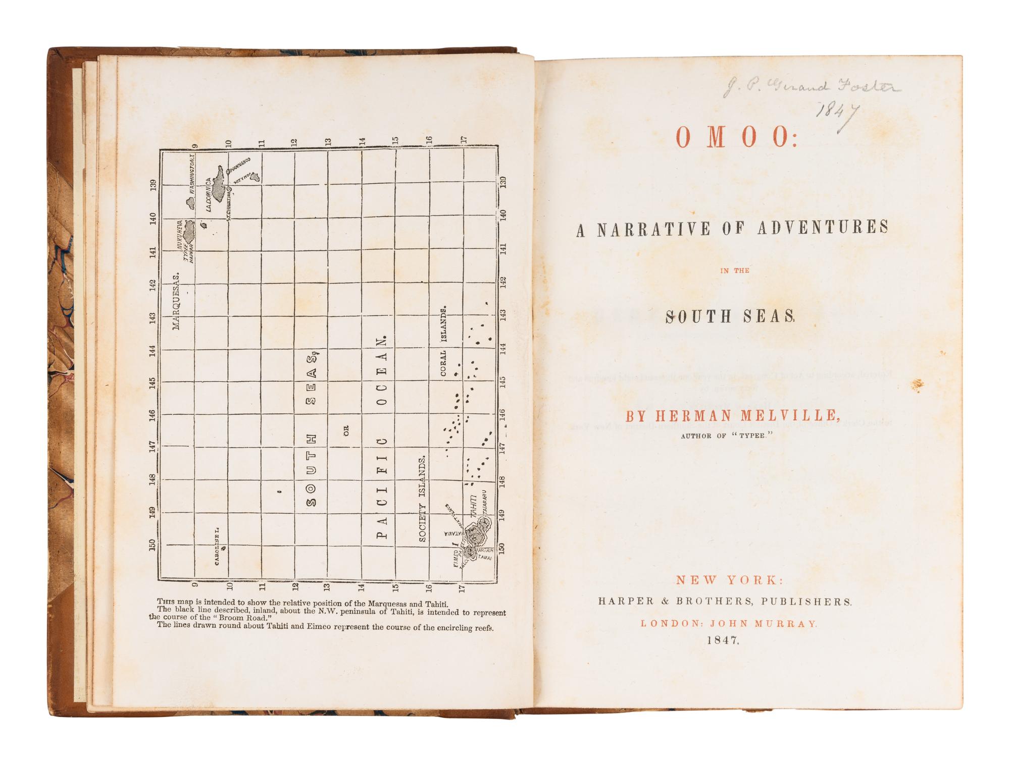 MELVILLE, Herman (1819-1891). Omoo: A Narrative of Adventure in the South Seas. New York: Harper & Brothers, 1847.
