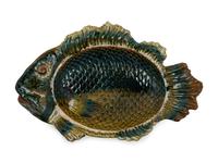 A Continental Majolica Fish Platter and Cover