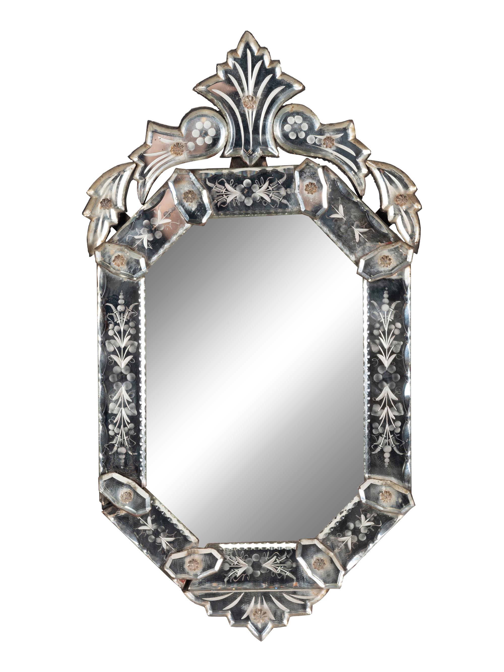 A Venetian Etched Glass Mirror