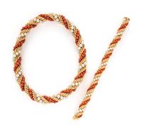 YELLOW GOLD, CORAL, AND CULTURED PEARL NECKLACE AND BRACELET