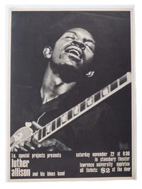 [MUSIC]. A group of 4 posters promoting blues acts and festivals, incl. Luther Allison, Dr. Ross, and various performers at the Detroit and Wisconsin Delta Blues Festivals.