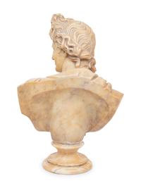 An Italian Alabaster Bust of Apollo Belvedere