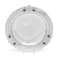 A Mexican Silver Bowl with Inset Amethyst Decoration