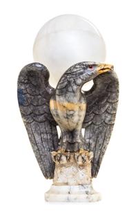 A Carved Alabaster Figural Lamp Height 10 inches.