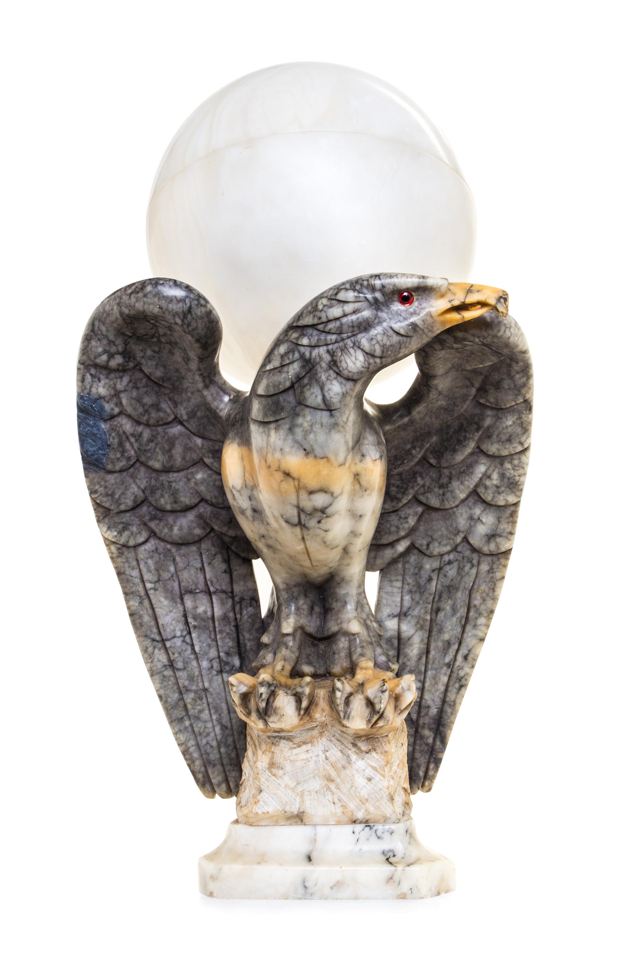 A Carved Alabaster Figural Lamp Height 10 inches.