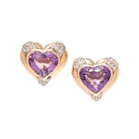 AMETHYST AND DIAMOND HEART EARCLIPS