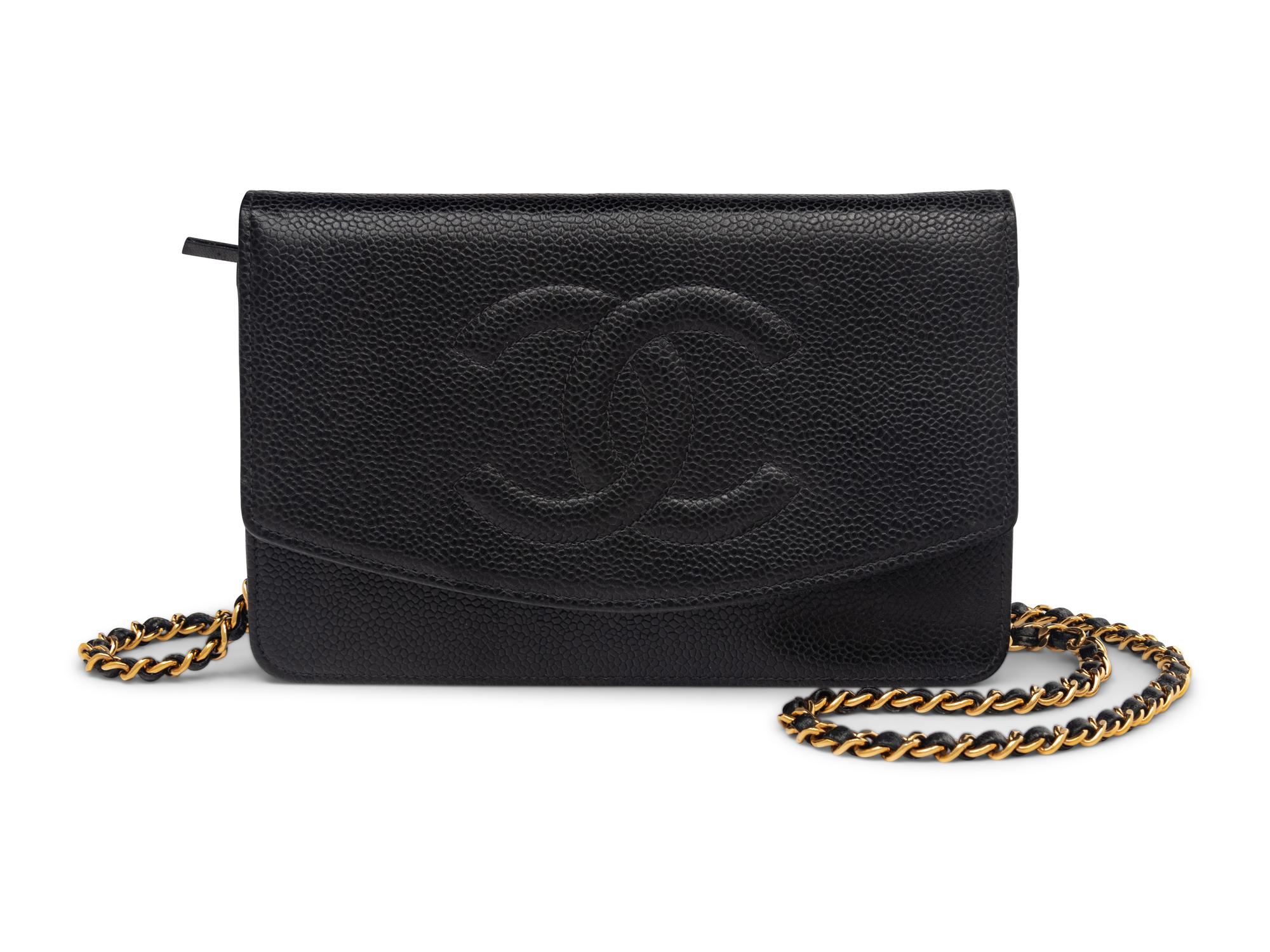 Chanel Timeless Wallet On Chain in Black Caviar Leather
