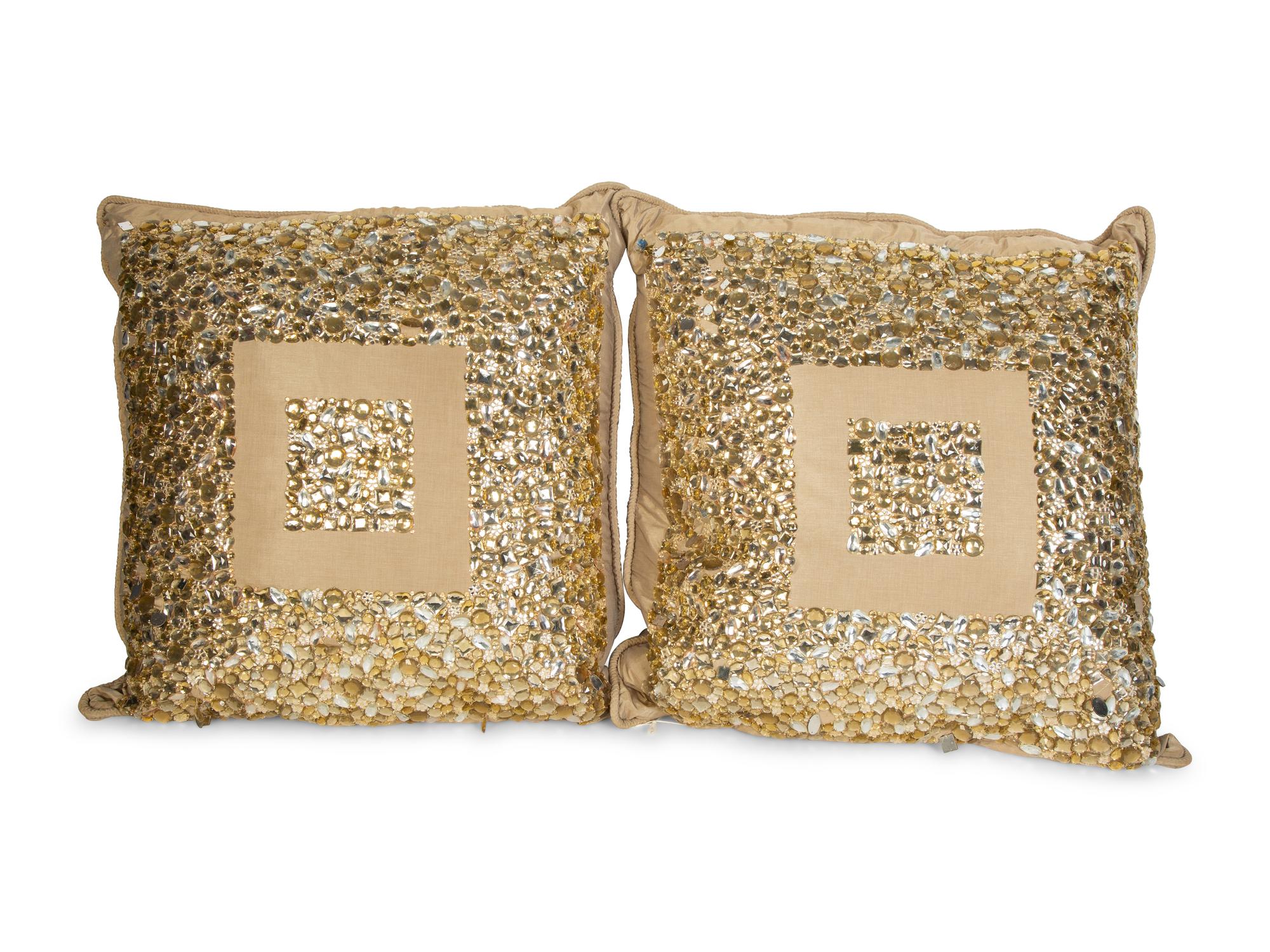 Two Jeweled Silk Pillows — 20th Century