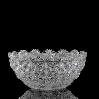 A Brilliant-Period Russian-Cut Glass Berry Bowl with a Persian Button