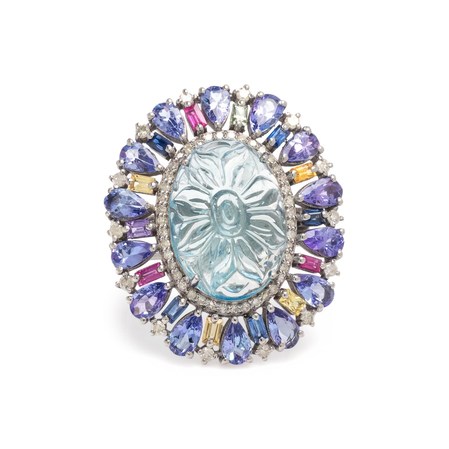 MULTIGEM AND DIAMOND RING