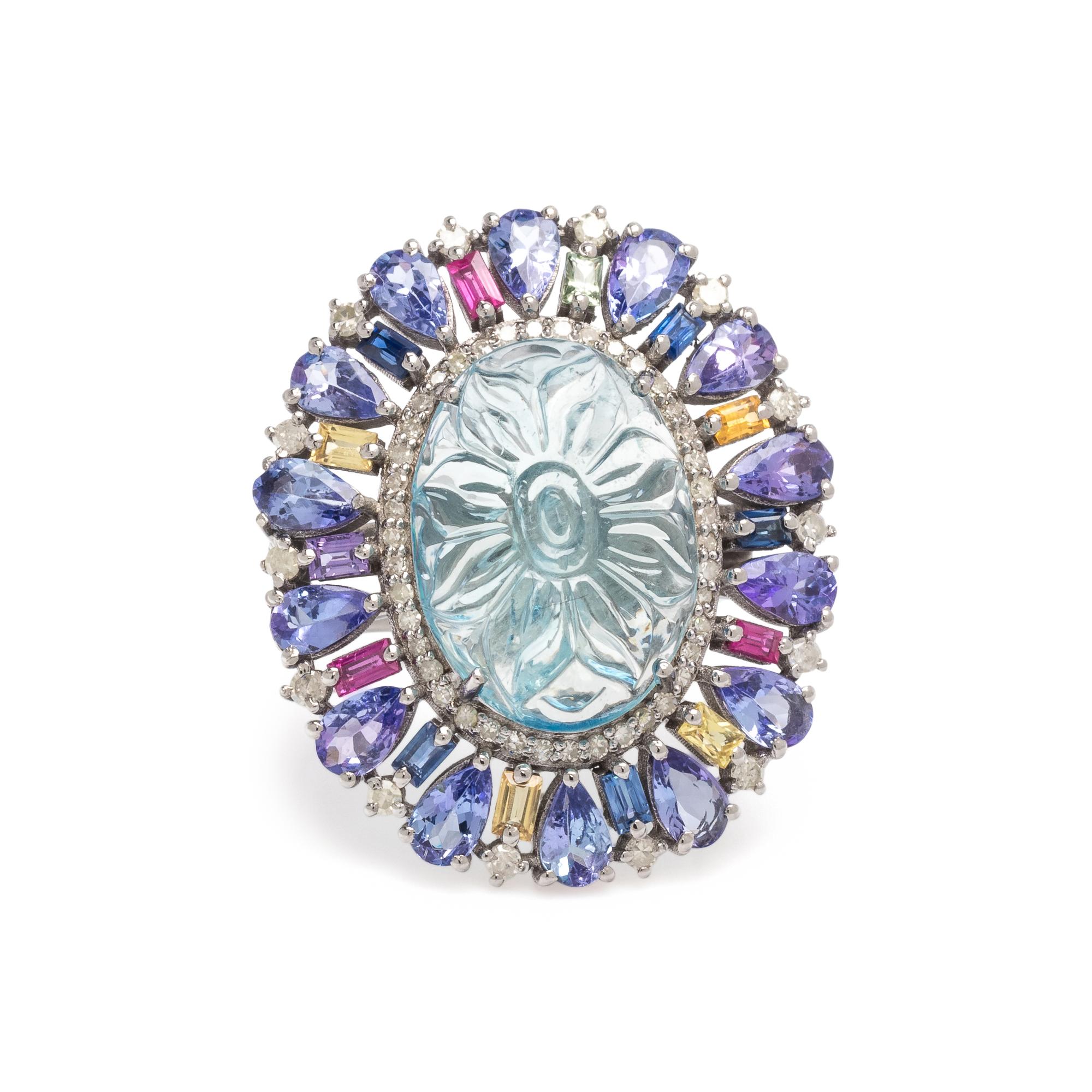 MULTIGEM AND DIAMOND RING