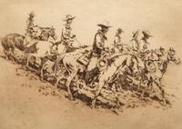 Seven Mounted Cowboys on Horses