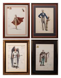 Four Conceptual Costume Illustrations from Cecil B. DeMille Films, 1935-1956