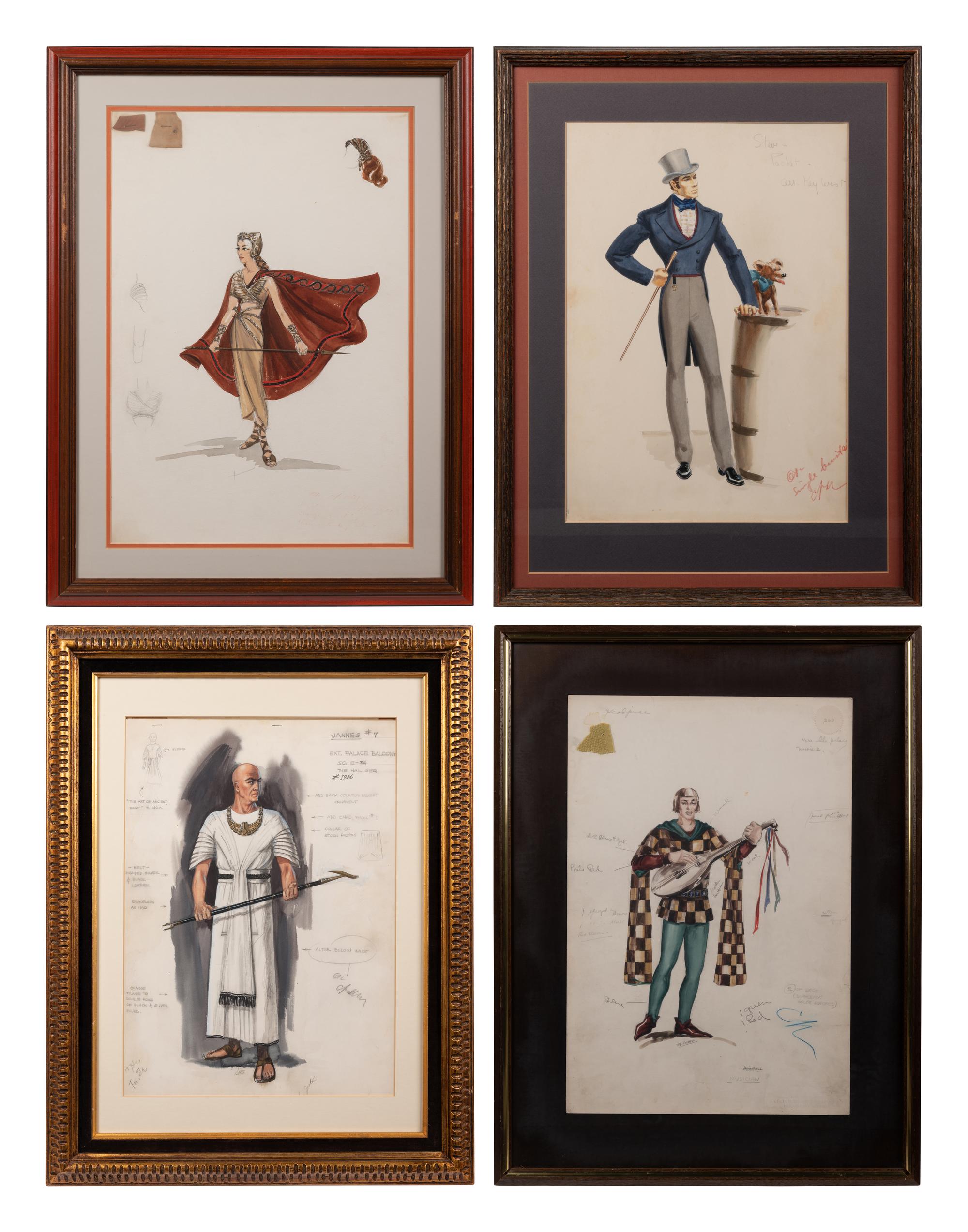 Four Conceptual Costume Illustrations from Cecil B. DeMille Films, 1935-1956