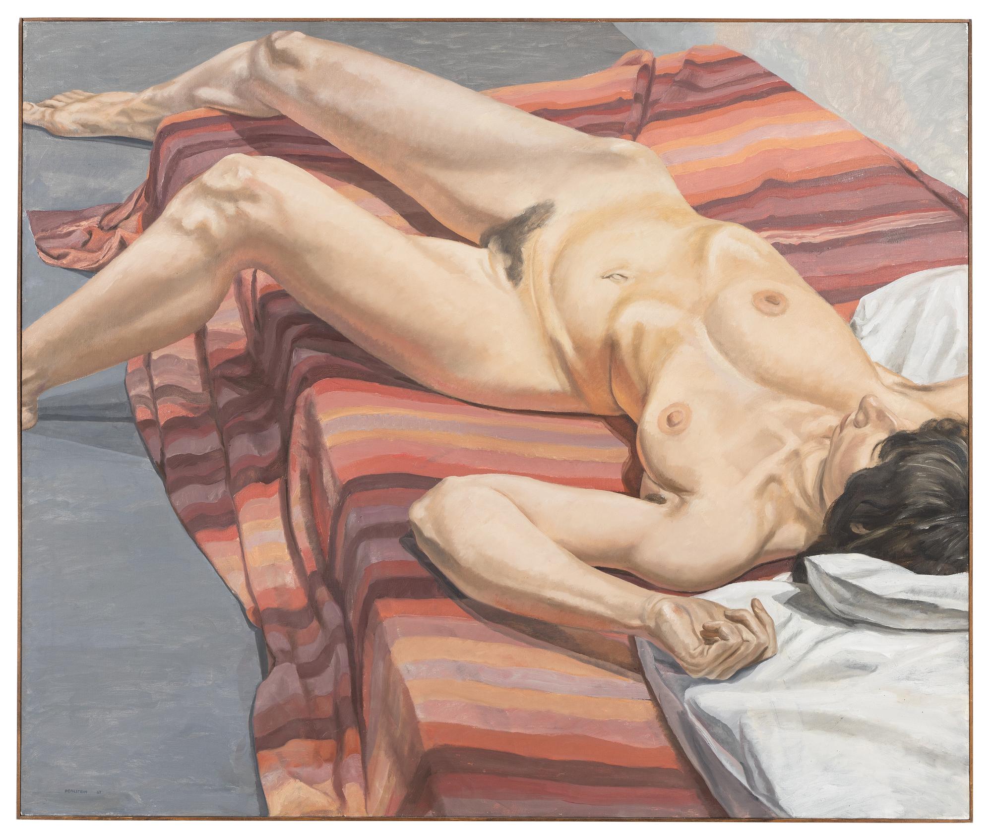Nude on Striped Drape, 1967