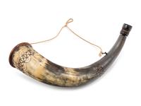 An American Geometric Carved Powder Horn