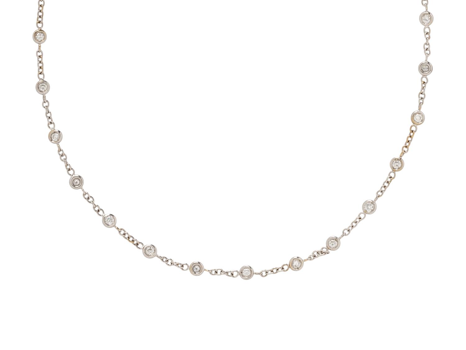 AARON BASHA, WHITE GOLD AND DIAMOND STATION NECKLACE