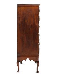 A Queen Anne Fan-Carved Maple and White Pine Flat-Top Chest on Frame