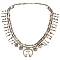 Navajo Silver and Turquoise Squash Blossom Necklace