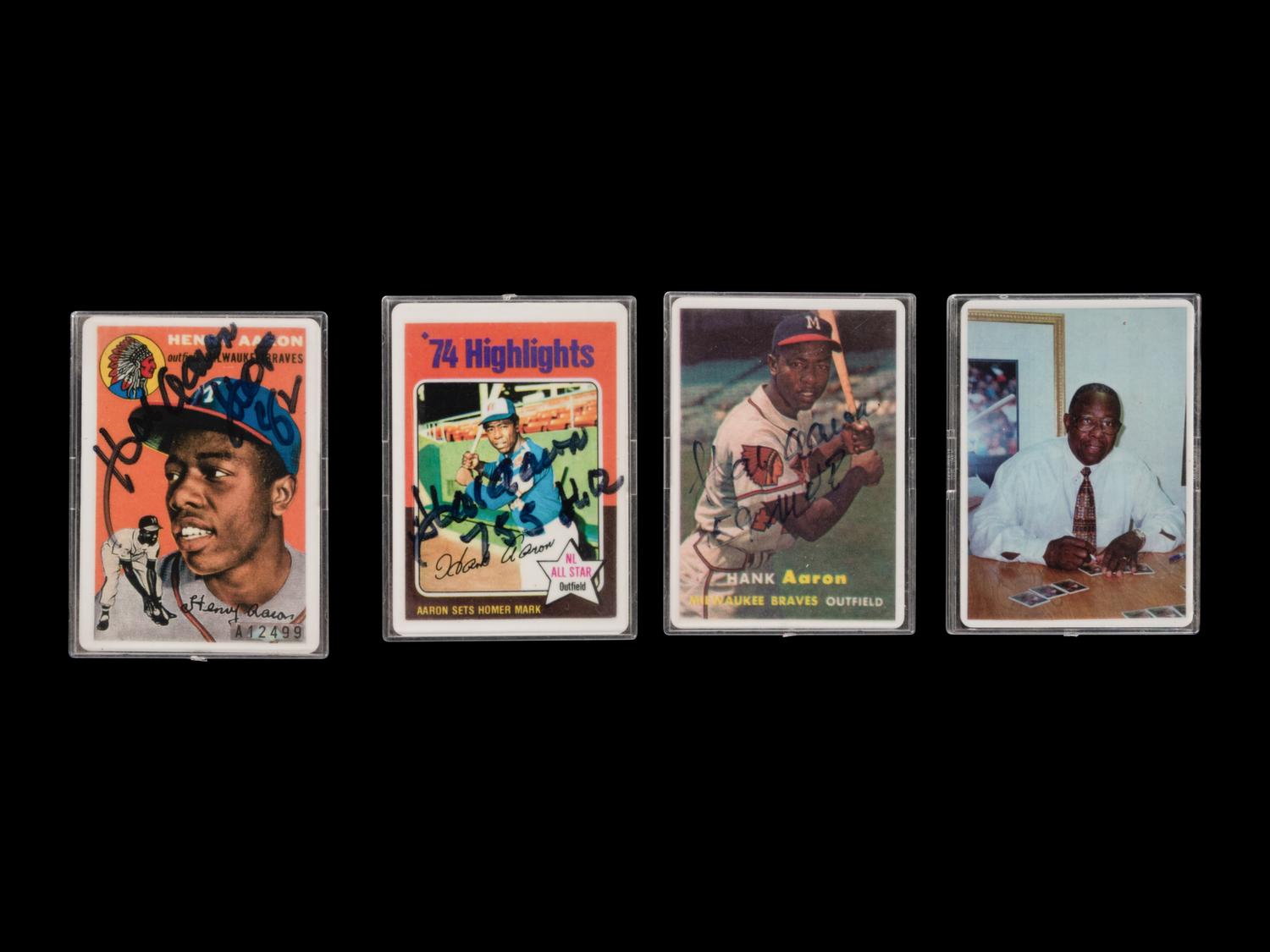A Hank Aaron Signature Series Set of Signed Autograph Baseball Cards,