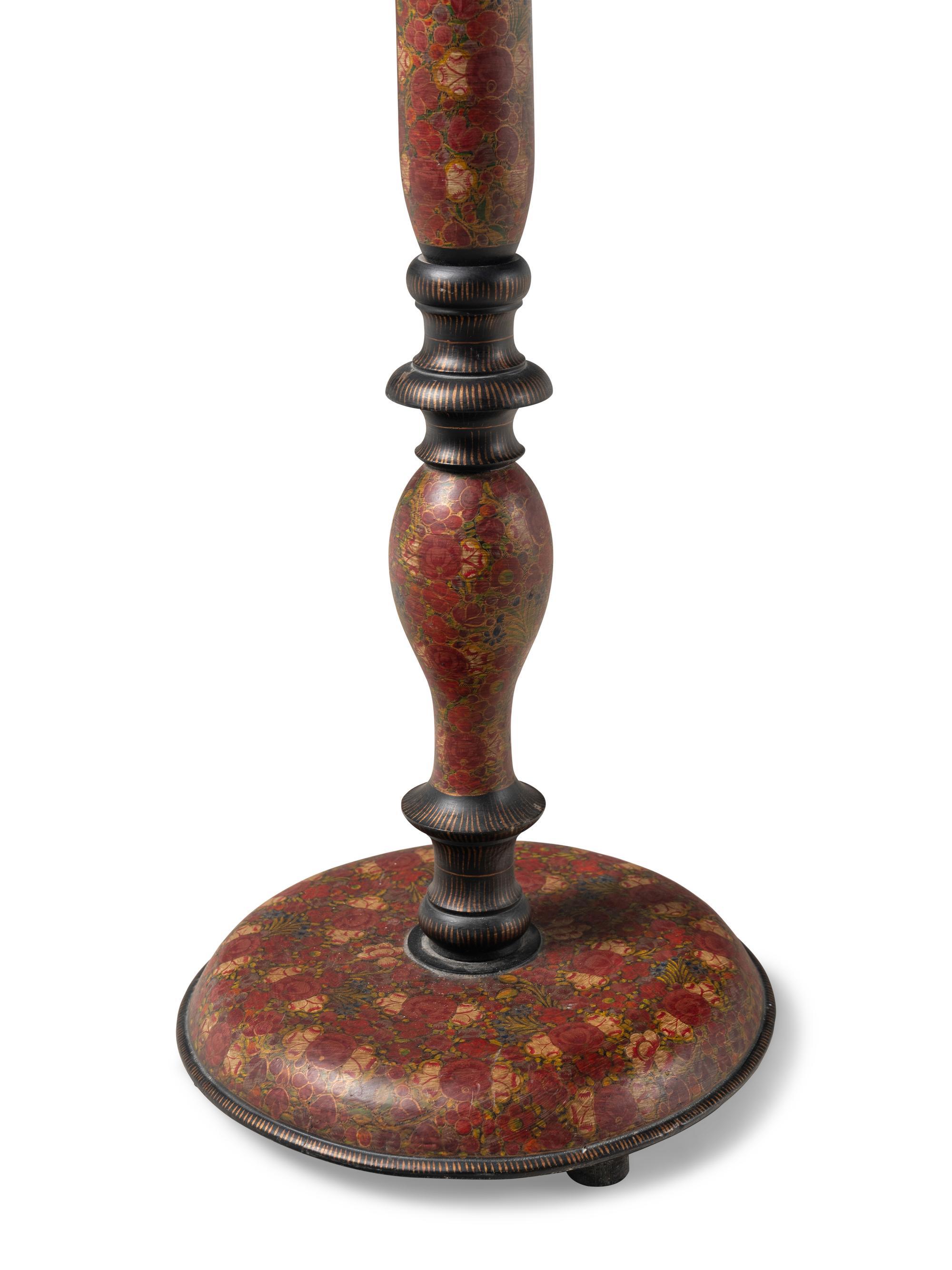 A Kashmiri Style Painted Wood Floor Lamp