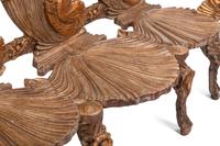 A Pair of Italian Grotto Style Gilt and Silvered Wood Benches
