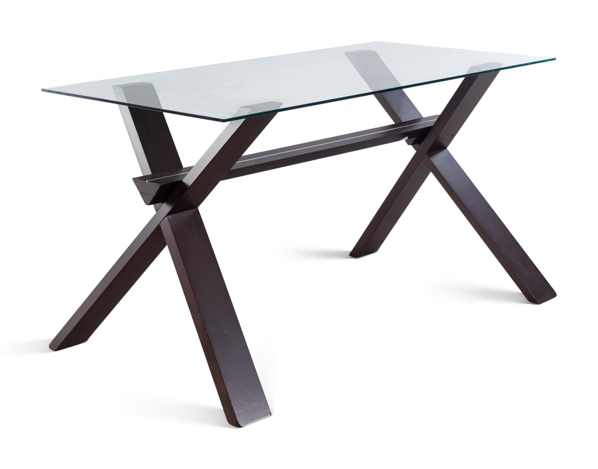 A Contemporary Glass-Top Desk with an X-Form Base