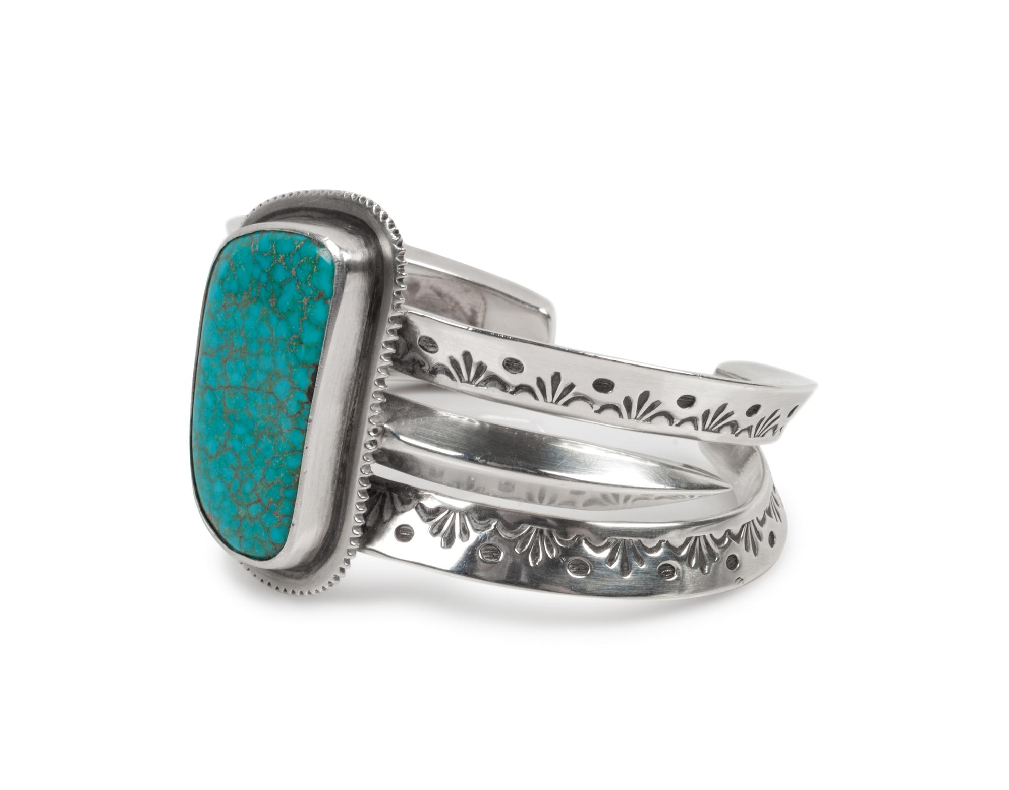 Sterling Silver and Lone Mountain Turquoise Cuff Bracelet
