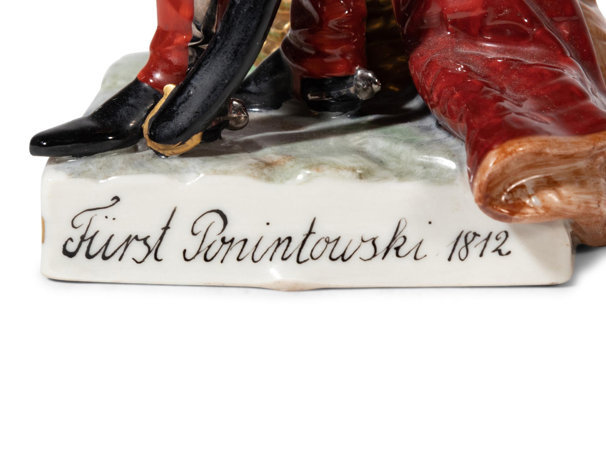 A Pair of Dresden Porcelain Figures of Soldiers