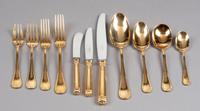 A French Gilt Silver-Plate Flatware Service, Christofle, Paris, 20th Century, Malmaison-Gold pattern, comprising: 84 dinner knives 24 l