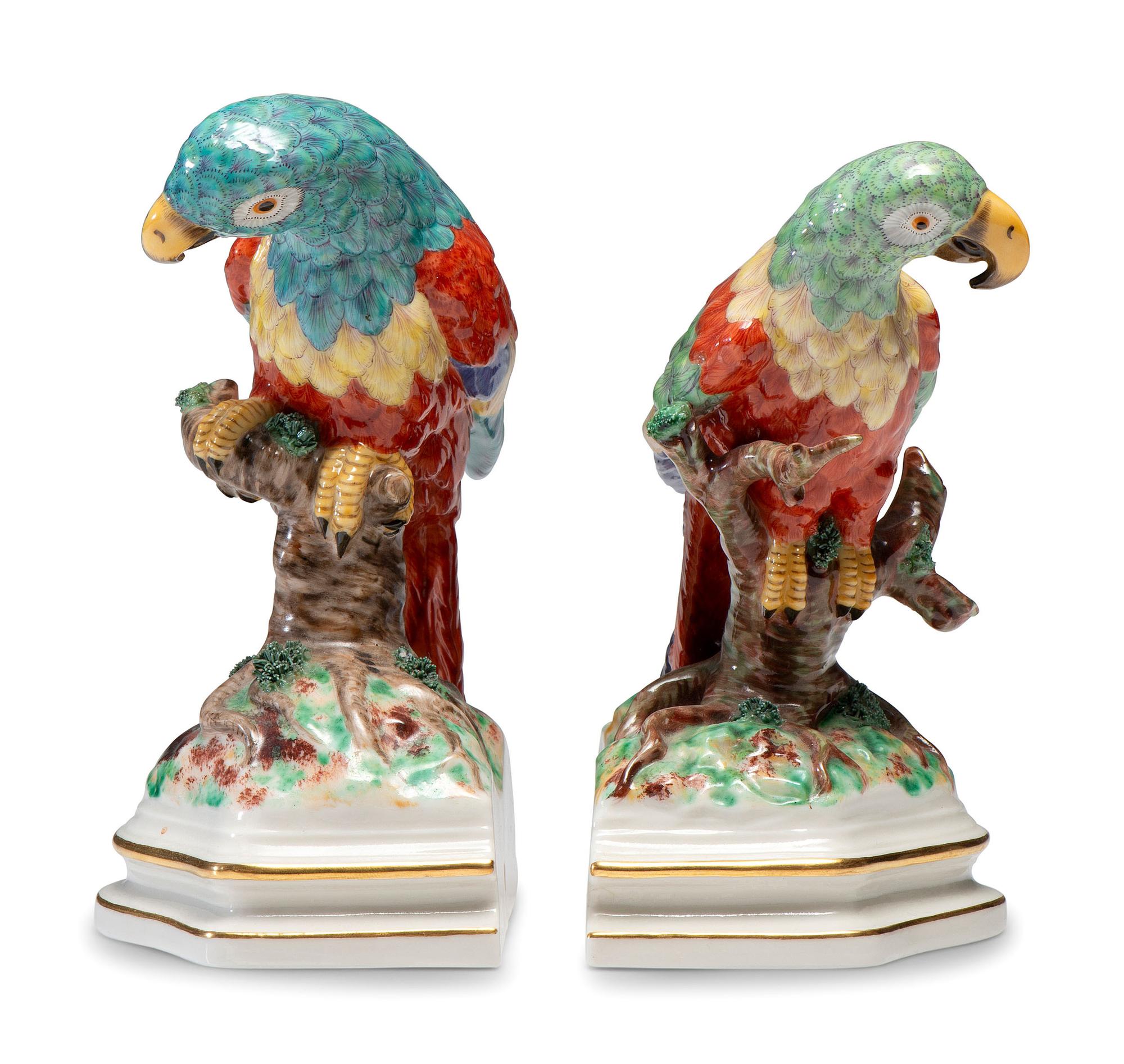 A Pair of Nymphenburg Porcelain Parrots