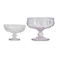 Two Molded Flint Glass Footed Compotes